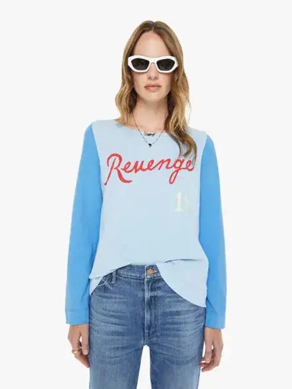 MOTHER Light Blue & Blue 'Revenge' Graphic Long-Sleeve Top